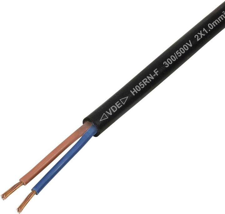 Tru Components TC-13389172 Gummischlauchleitung H05RN-F 2 x 1 mm² Schwarz 100 m (100 m)