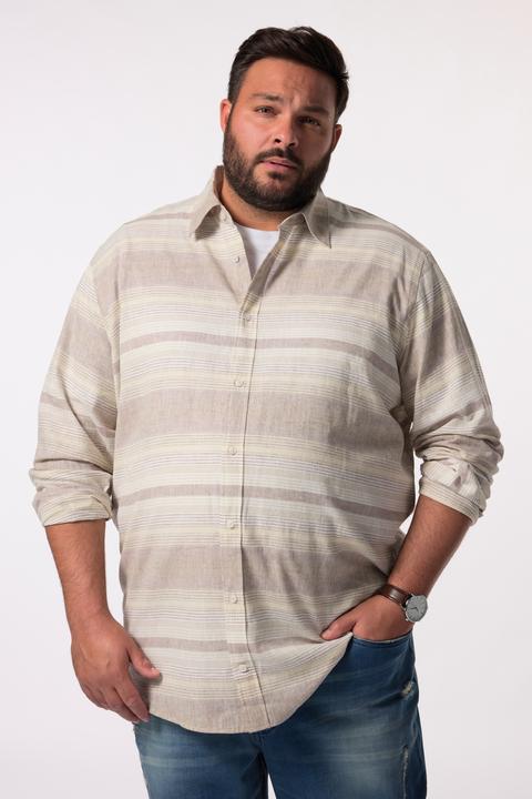 Immagine prodotto Men+ Leinenmix-Streifenhemd, Langarm, Kentkragen, Comfort Fit (L)