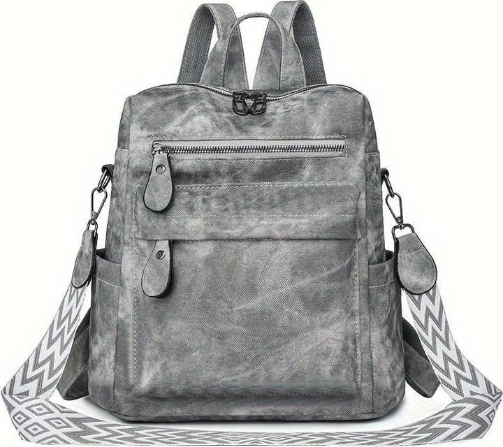 Only-Bags.Store Vintage Style PU-Leder-Rucksack mit böhmischen Riemen, grosse Kapazität, multifunktionale