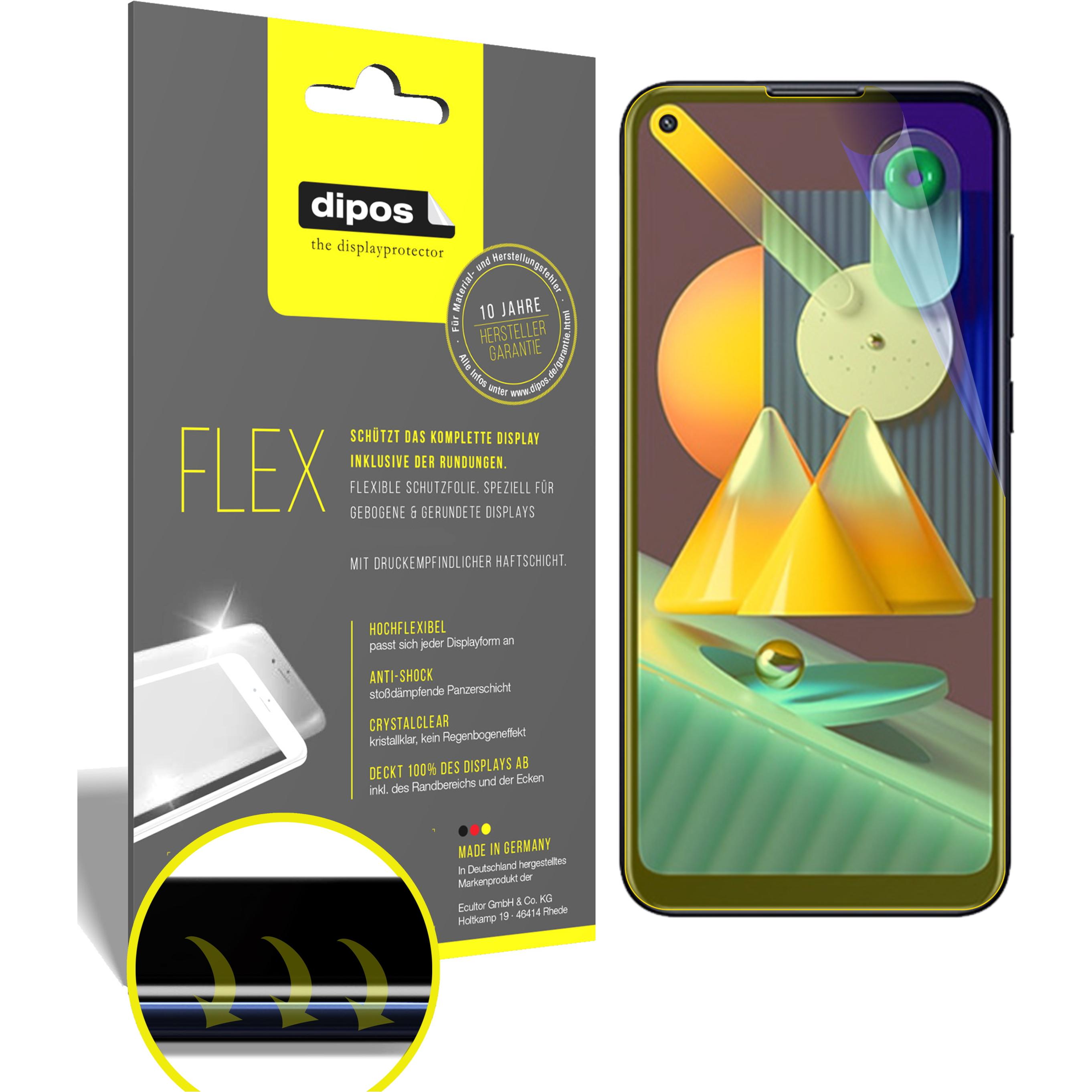 Dipos Displayschutzfolie Full-Cover 3D (3 Stück, Samsung Galaxy M11), Smartphone Schutzfolie, Transparent