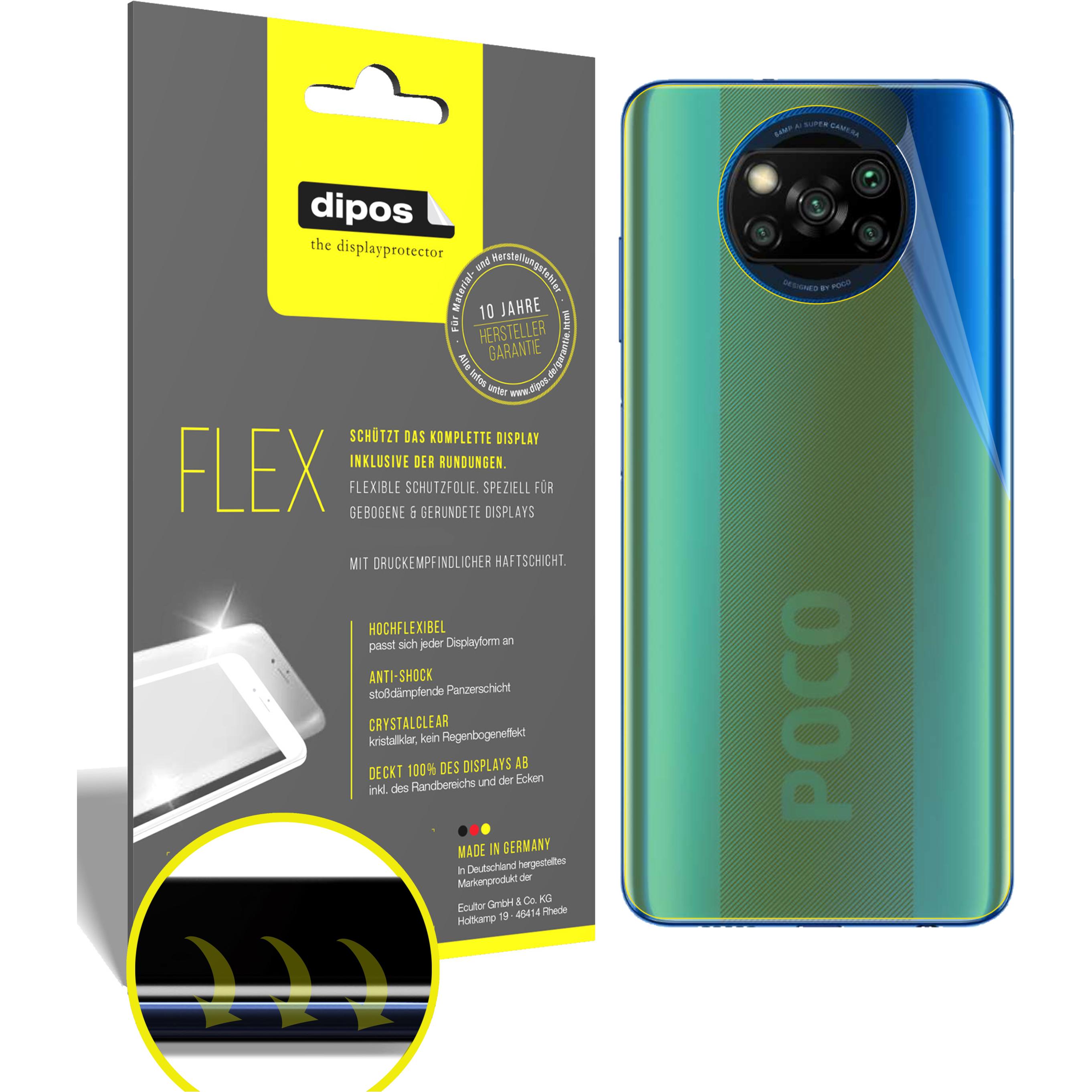 Dipos Displayschutzfolie Full-Cover 3D (3 Stück, Xiaomi Poco X3), Smartphone Schutzfolie, Transparent