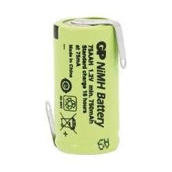 GP Batteries NiMH-Akku, GP, Industriezelle mit Lötfahnen, 28,7x14,5mm, 1,2V/750mAh (1 Stk., 750 mAh, Ladegerät inkl. Akk...