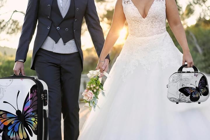 Produktbild World Traveler Valigia Spinner Farfalla Bianca e Nera