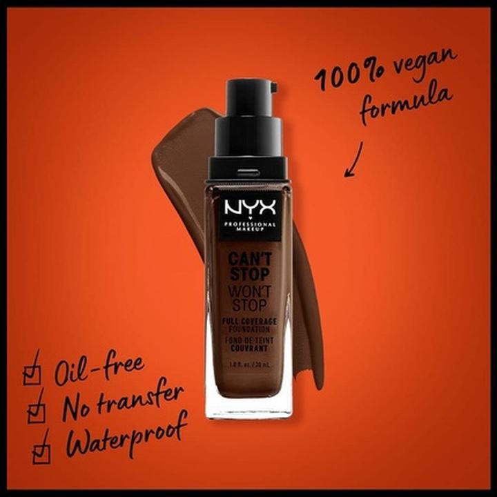 Immagine prodotto NYX Professional Make-Up Can't Stop Won't Stop - Fondotinta a copertura totale Deep Espresso (Espresso profondo)