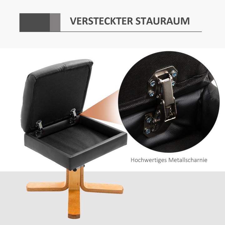 Actual product image Homcom Relaxsessel mit Hocker Holz, Kunstleder Schwarz