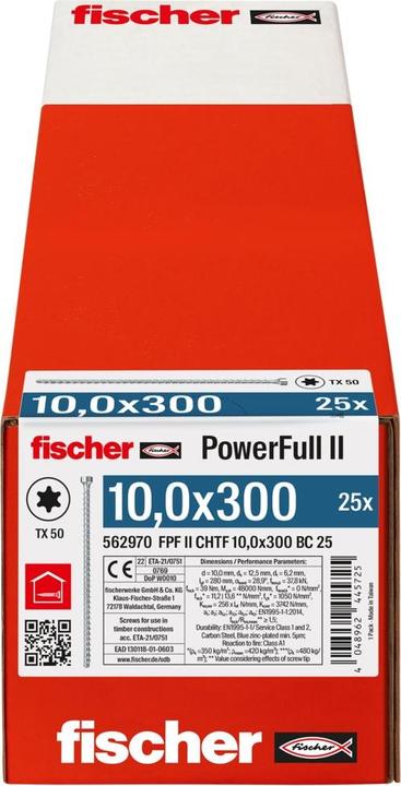 Produktbild Fischer PowerFull II 10,0x300 ZK TX VG blvz 25 (25 Schrauben pro Stück)