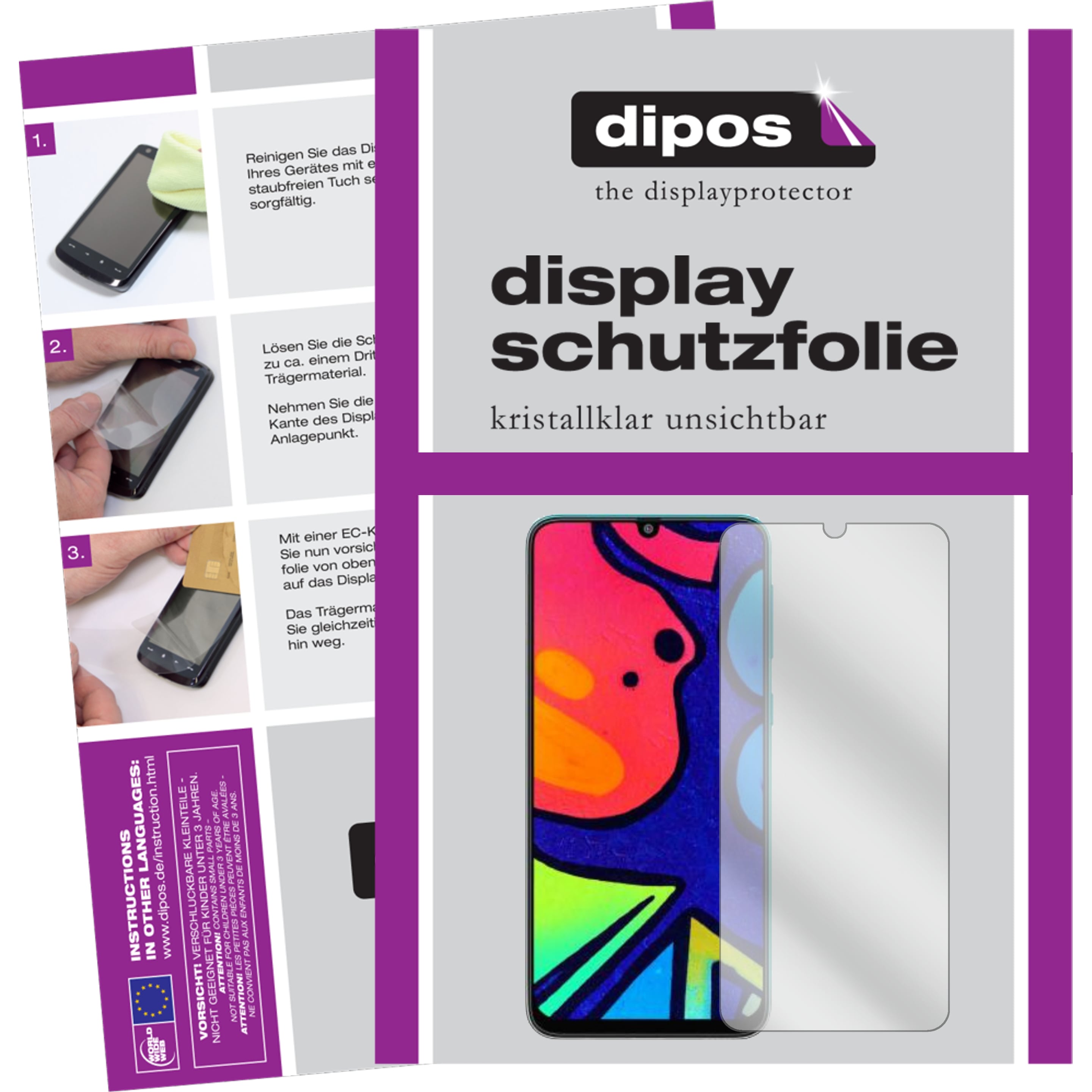 Dipos Displayschutzfolie Crystalclear (2 Stück, Samsung Galaxy F41), Smartphone Schutzfolie, Transparent