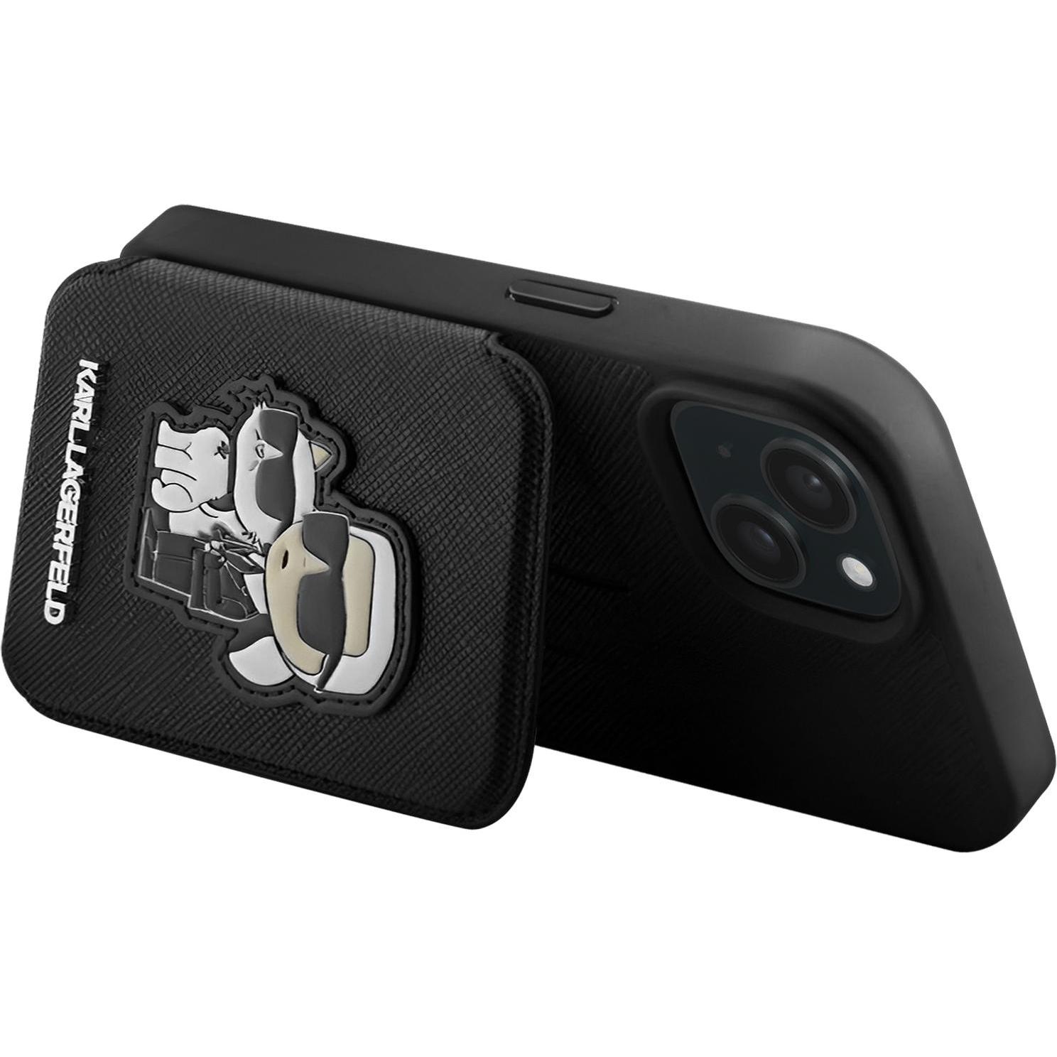 Thumbnail - Karl Lagerfeld Hülle Saffiano mit Kartenhalter, Schwarz Series (Apple iPhone 15), Smartphone Hülle, Schwarz