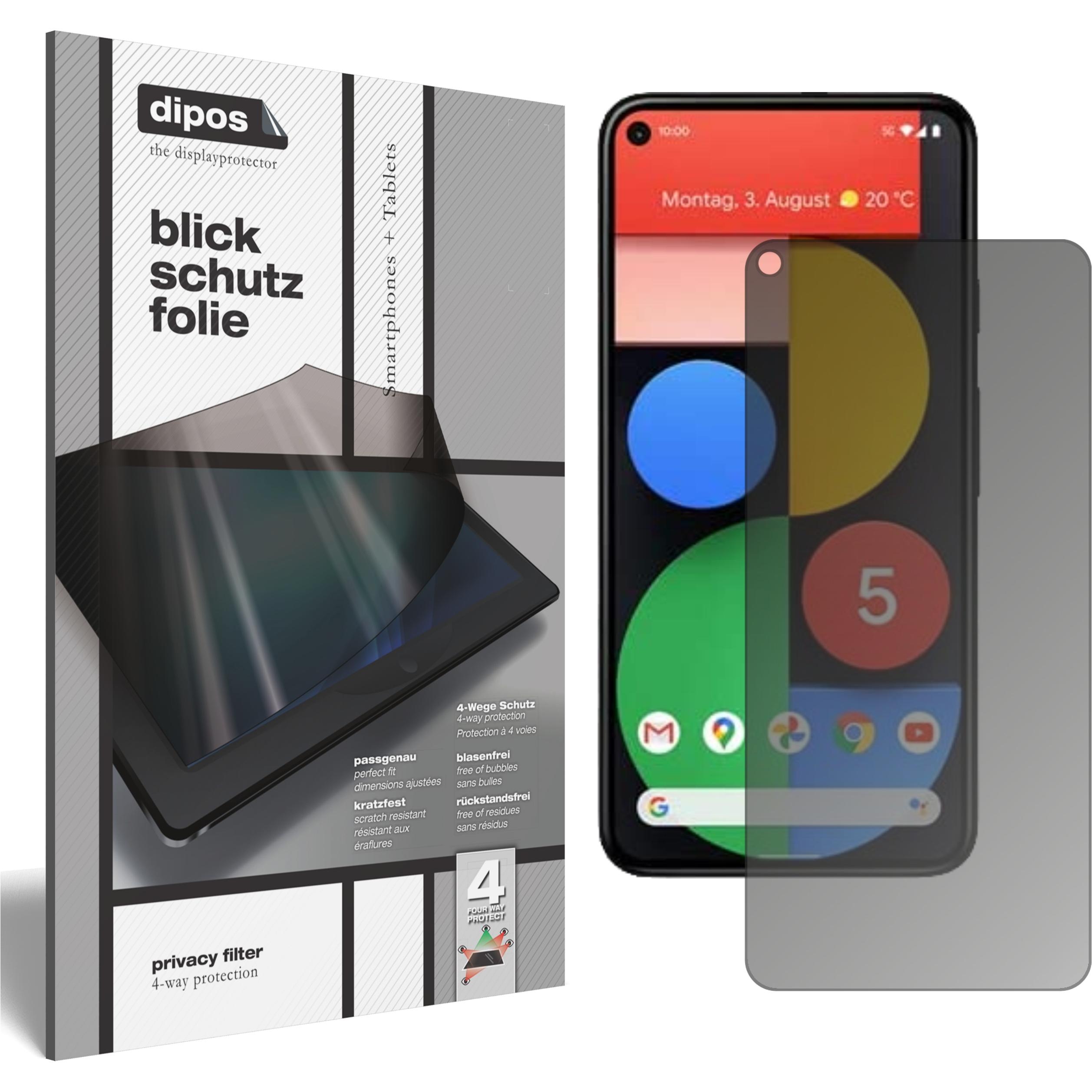 Dipos Blickschutzfolie 4-Way Privacy (1 Stück, Google Pixel 5), Smartphone Schutzfolie, Transparent
