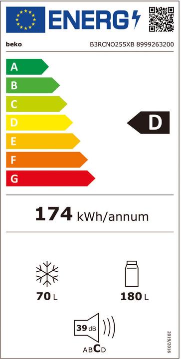 Energie-Label Beko B3RCNO255XB (250 l)