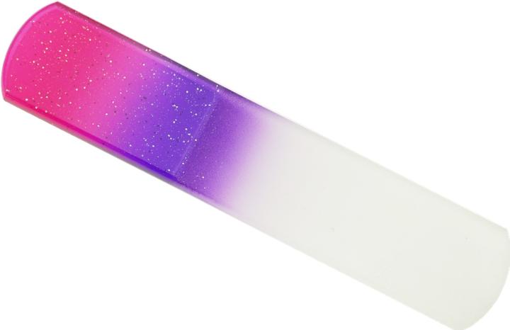 Image du produit Lime en verre pour pédicure, double face, magenta/violet avec paillettes, longueur : 13,5cm