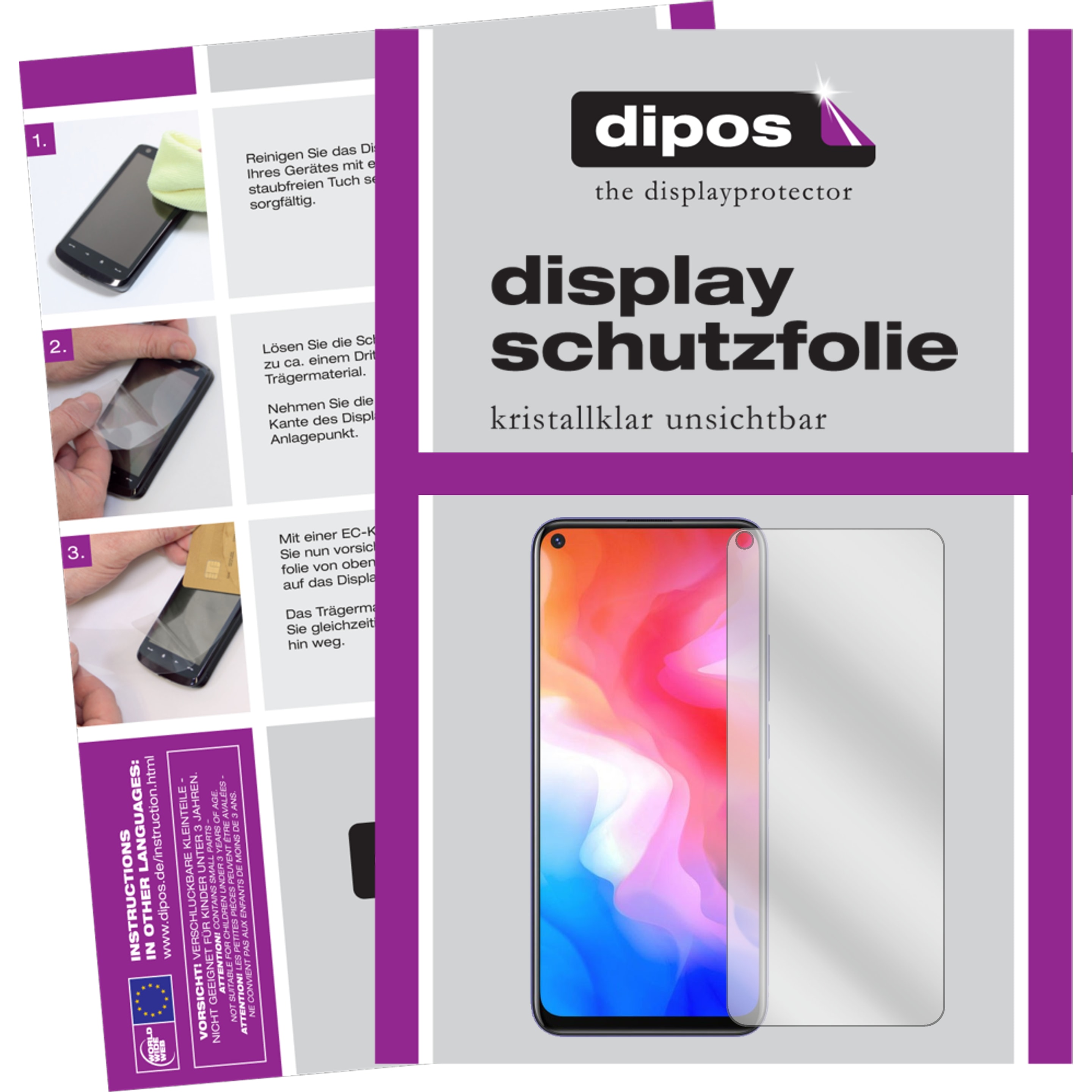 Dipos Displayschutzfolie Crystalclear (1 Stück, Vivo Y30), Smartphone Schutzfolie, Transparent