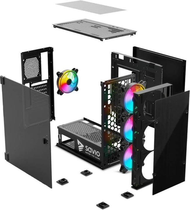 Actual product image Savio PC Case Prime X1 ARGB Glass Black (ATX, mATX, Mini-ATX, ITX)