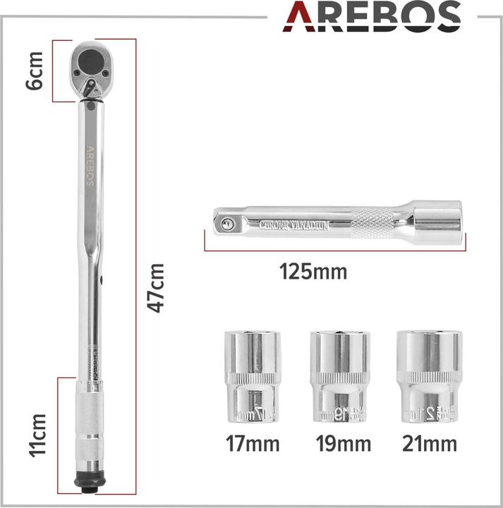 Image du produit Arebos Clé dynamométrique (1/2", 40 Nm, 210 Nm)