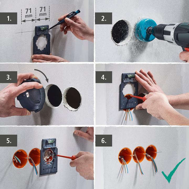 Actual product image wolfcraft 1 socket outlet installation set for drywall construction