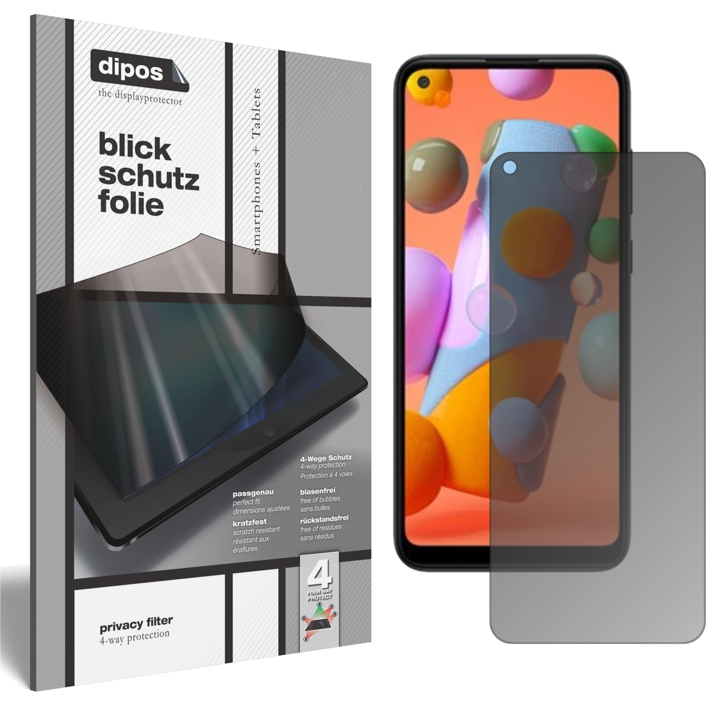 Dipos Blickschutzfolie 4-Way Privacy (1 Stück, Samsung Galaxy A12), Smartphone Schutzfolie, Transparent