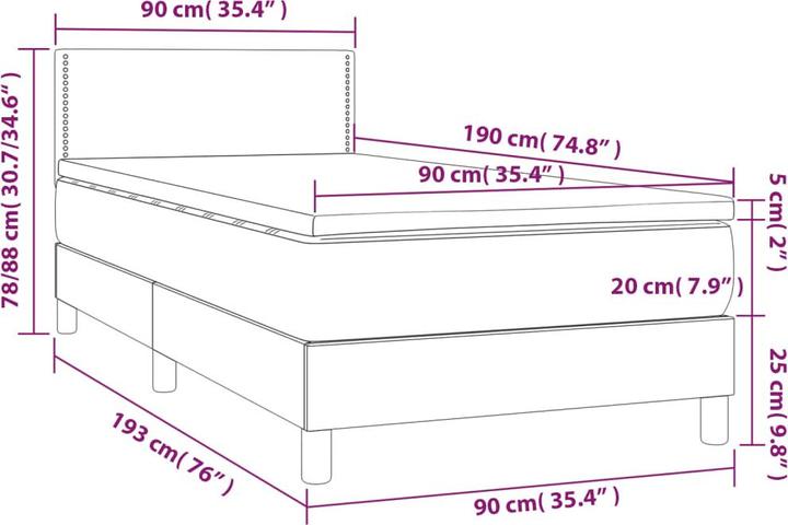 Produktbild vidaXL Boxspringbett (90 x 190 cm)