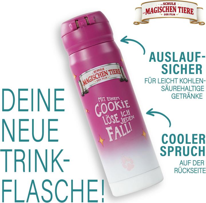 Produktbild Awave Die Schule der Magischen Tiere Trinkflasche 380 ml Edelstahl | beerenrot, Rabbat (0.38 l)