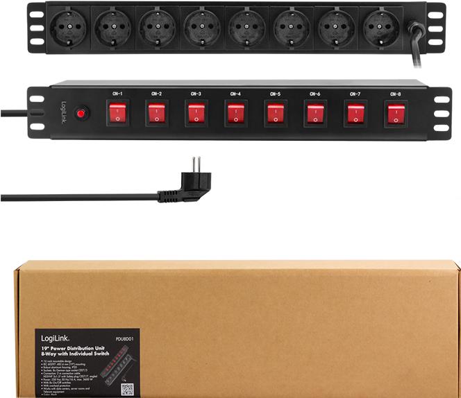 Productafbeelding LogiLink Stopcontact (8 x, CEE, 2 m)
