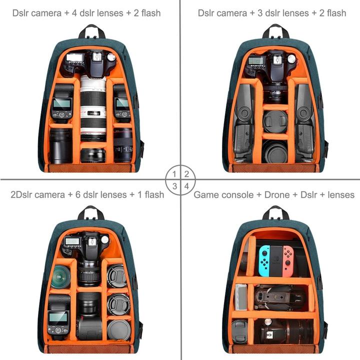 Produktbild König Design Kamera Foto Rucksack Tasche viel Platz für Kamera + Zubehör Drohne Regenschutz (Fotorucksack)