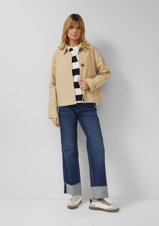 Produktbild s.Oliver Sweatshirt Gestreiftes Baumwoll-Shirt mit Hemdkragen (48)