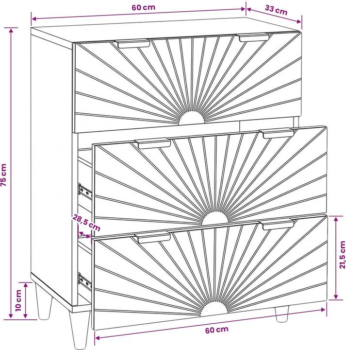 Produktbild vidaXL Massivholzmöbel (60 x 33 x 75 cm)