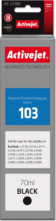Produktbild Activejet AE-103Bk (Ersatztinte Epson 103 C13T00S14A Supreme 70 ml schwarz) (BK)