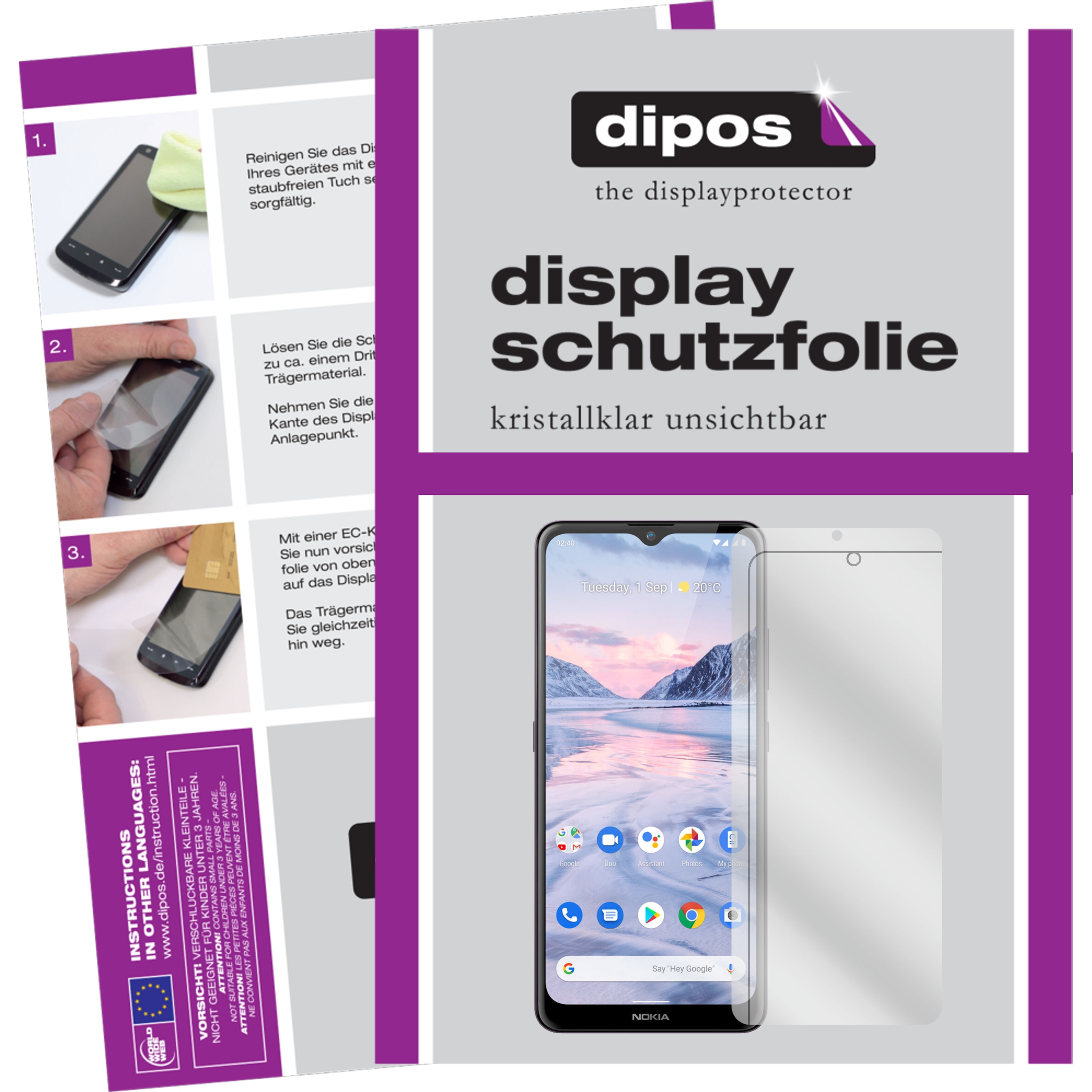 Dipos Displayschutzfolie Crystalclear (6 Stück, Nokia 2.4), Smartphone Schutzfolie, Transparent