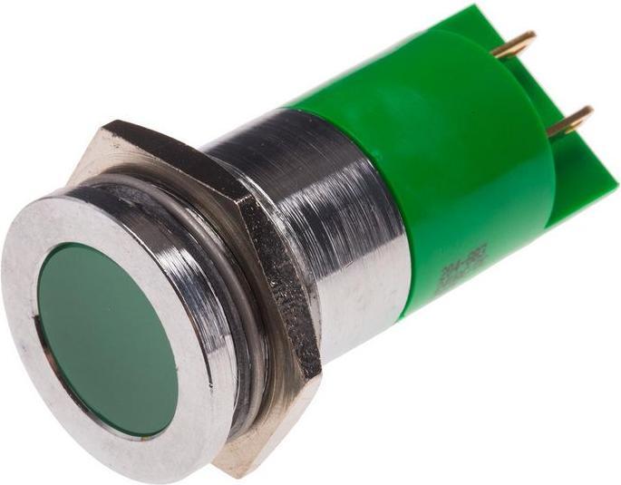 Produktbild RS PRO LED flach 22mm chrom 24VAC/DC grün