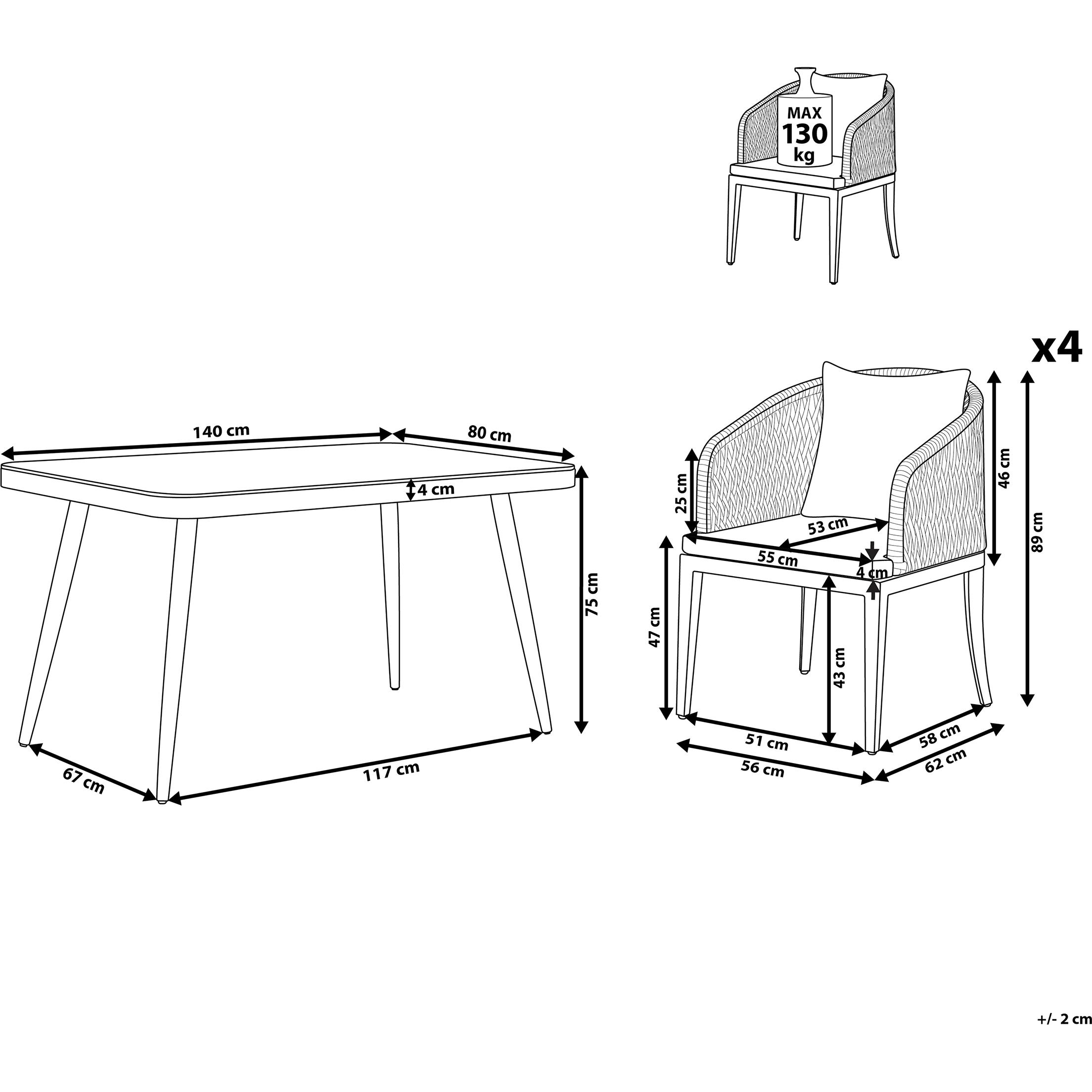 Thumbnail - Beliani, Gartentisch + Balkontisch, Lipari (140 cm)