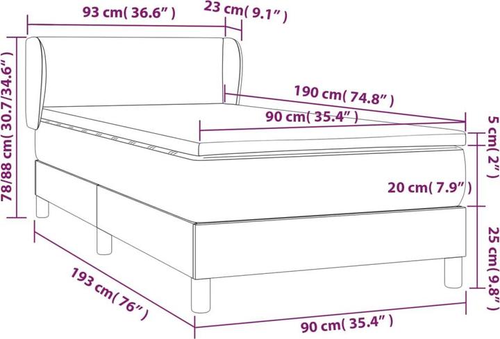 Actual product image vidaXL Boxspringbett (90 x 190 cm)