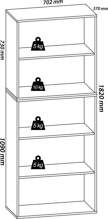 Actual product image VCM Wood office cabinet filing rack Lona 5 compartments (70 x 40 x 184 cm)