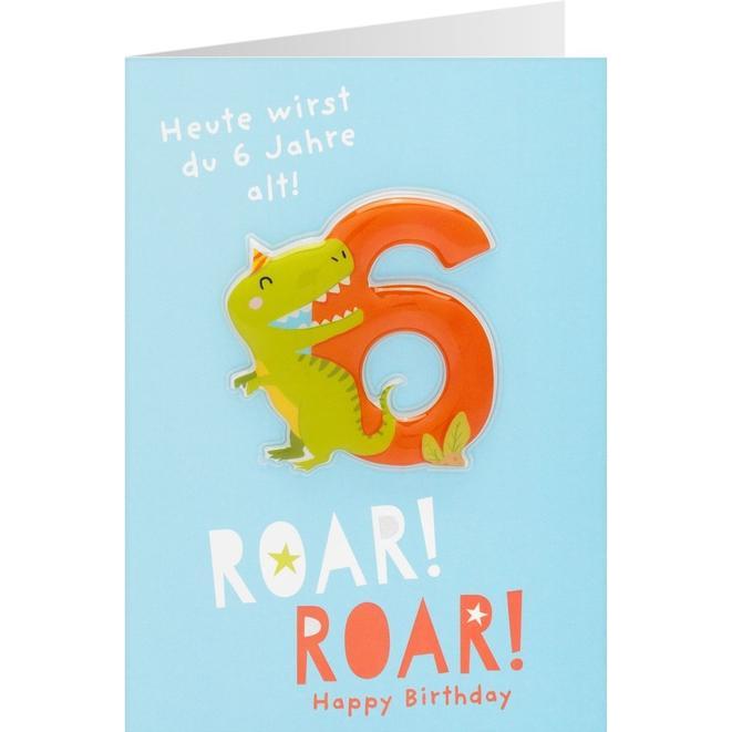 Sheepworld, Grusskarte + Briefpapier, Geburtstagskarte - Roar! Roar! - Happy Birthday - Heute wirst du 6 Jahre alt! (1 S...