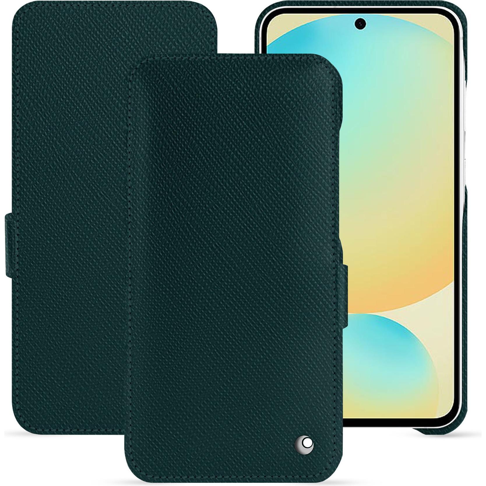 Noreve Lederschutzhülle horizontal (Samsung Galaxy S24 FE), Smartphone Hülle, Grün