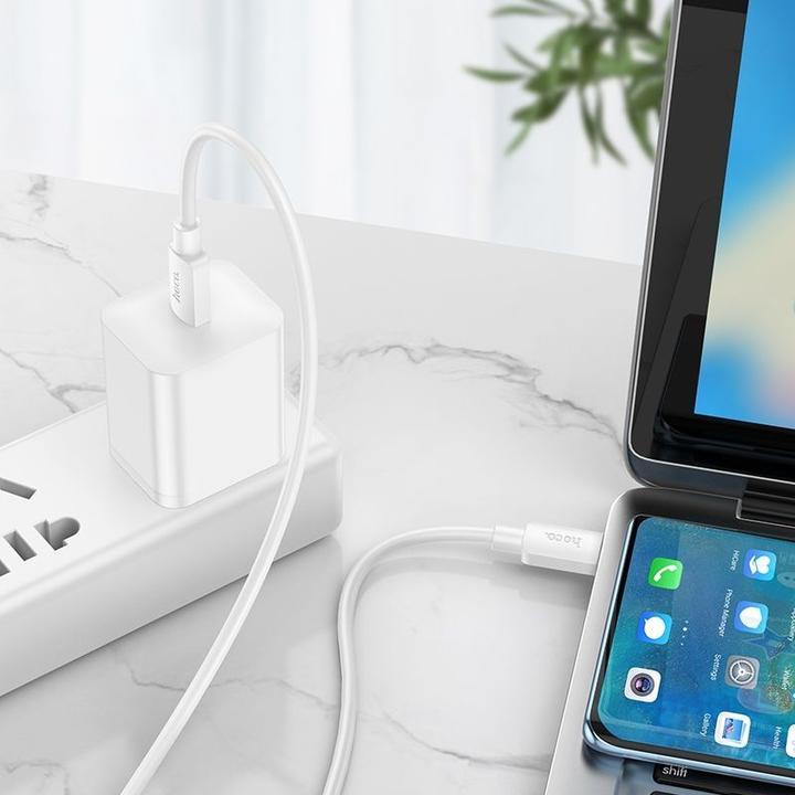 Actual product image Hoco USB-C to USB-C X96, 60W, 3A, 1m, white (1 m, USB 3.2 Gen 1, 60 W)