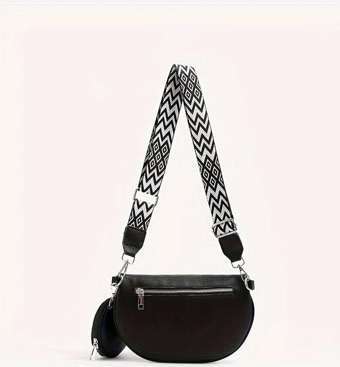 Produktbild Only-Bags.Store PU Leder Crossbody Fanny Pack, Retro-Stil Brust Umhängetasche mit verstellbarem Zickzack-Riemen