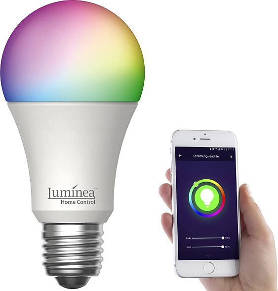 Immagine prodotto Luminea Set di 4 lampade WLAN LED per Amazon Alexa e Google Assistant, E27, RGB, CCT, 11 Watt (E27, 1.05 lm, 4 x)