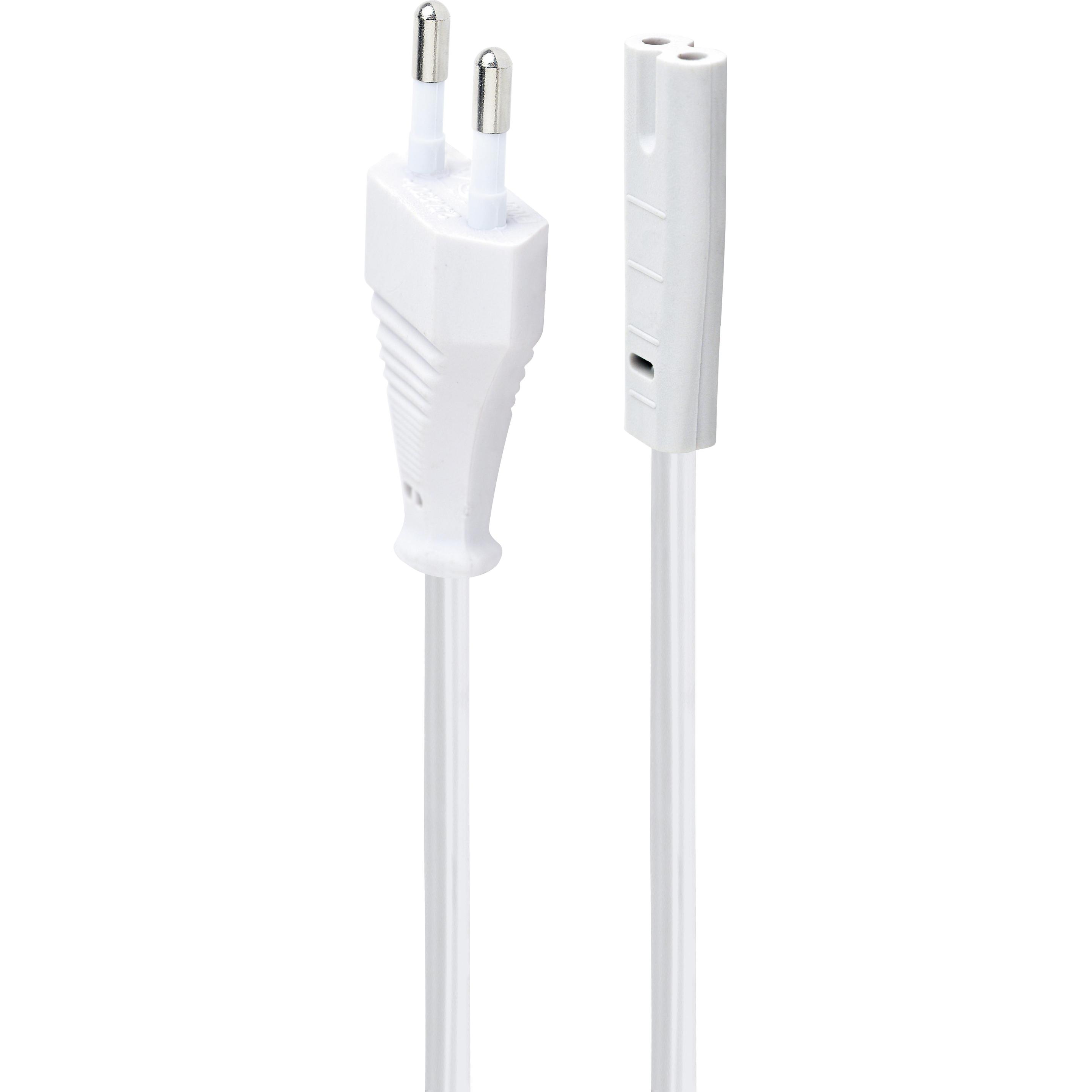Thumbnail - Gembird Power cord, 1.8 m White, EU input 2 pin plug (1.80 m), Stromkabel