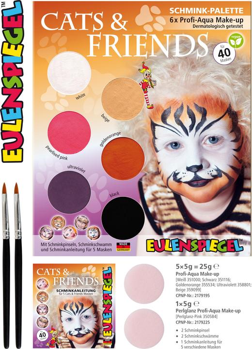 Productafbeelding 207055 - Schminkpalet Cats & Friends, instructies voor 5 dierenmaskers, kinderschmink, fa