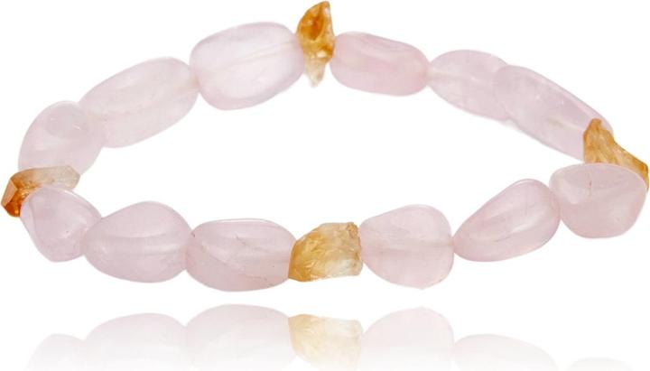 Immagine prodotto Leyda Bracciale di quarzo rosa e citrino (17 cm, Pietra colorata)