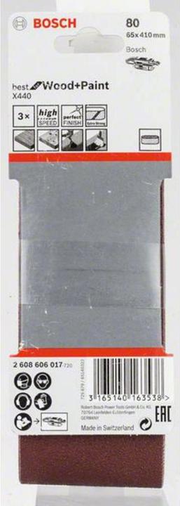 Actual product image Bosch Professional Zubehör PRO X440 sanding belt, 65 x 410 mm, G80 (80)
