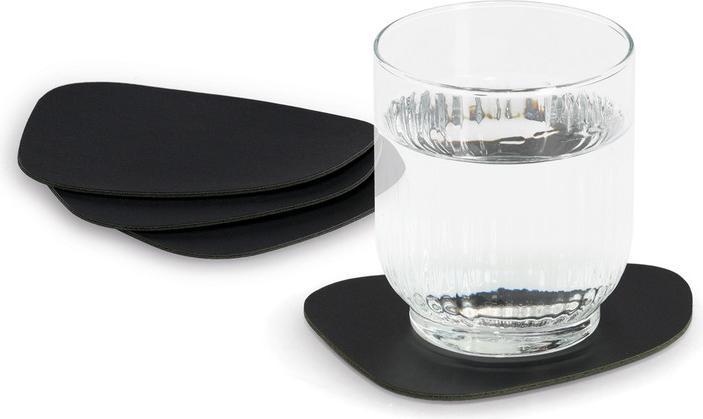 Actual product image Zeller Present Glasuntersetzer-Set Kunstleder 2-farbig 4-teilig 10x12 cm (4x, Glass coaster)