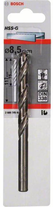 Produktbild Bosch Professional Zubehör Metallbohrer HSS-G, DIN 338, 8,5 x 75 x 117 mm, 1er-Pack (8.5 mm)