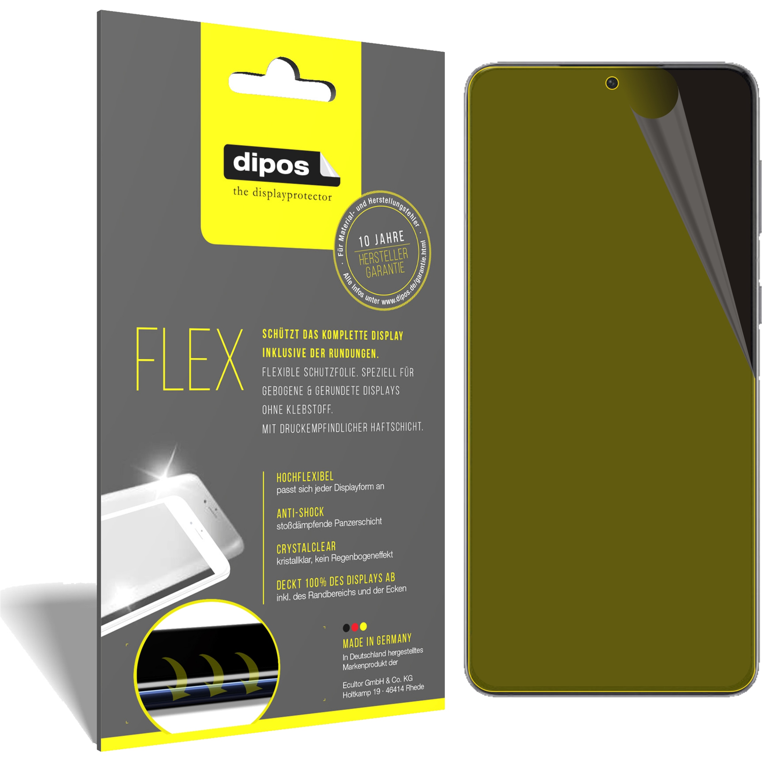 Dipos Displayschutzfolie Full-Cover 3D (3 Stück, Samsung Galaxy S21), Smartphone Schutzfolie, Transparent