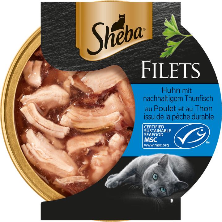 Produktbild Sheba Schale Filets Huhn mit Thunfisch MSC (Adult, 32 Stk., 1920 g)