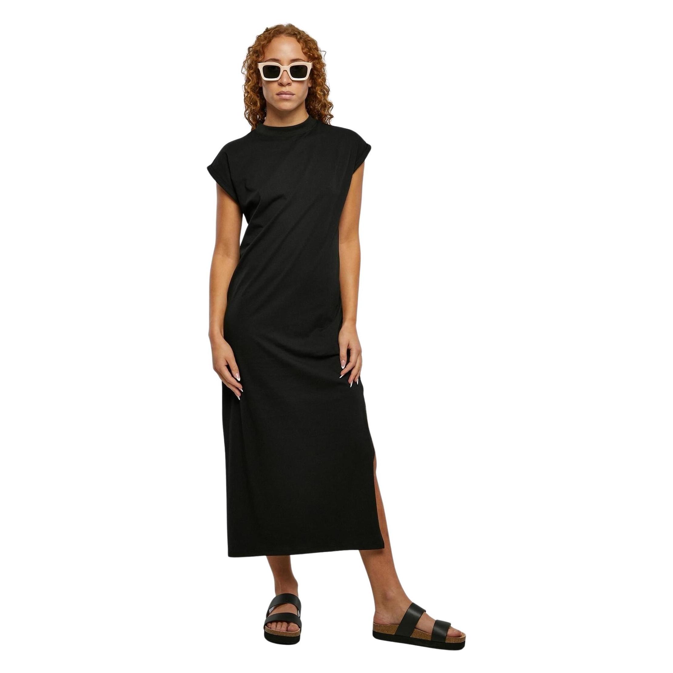 Urban Classics, Damen, Kleider, Ladies Long Extended Shoulder Dress - 22439, Schwarz, (S)
