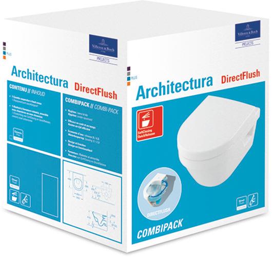 Image du produit Villeroy & Boch V&B Combi-Pack ARCHITECTURA m WWC ti. DF bord de chasse et siège WC blanc C+