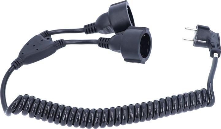 Productafbeelding As - Schwabe 2fach Schutzkontakt-Spiralkabel, schwarz (2.50 m, CEE 7/3)
