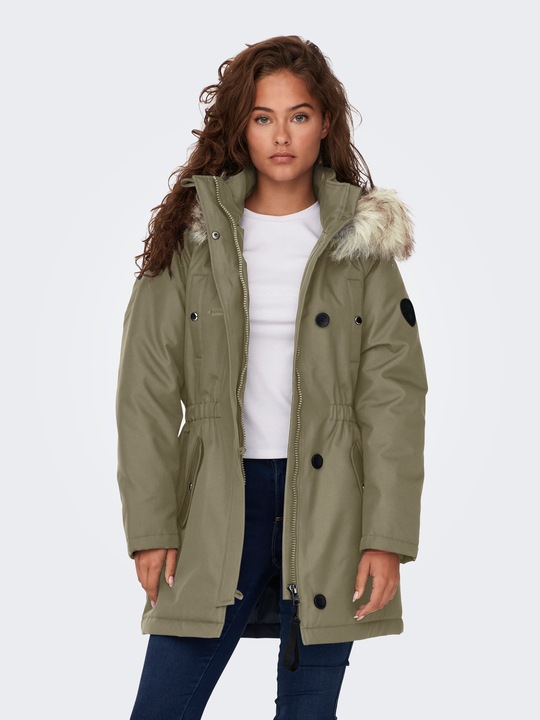 Image du produit Only Capuche avec bord en fausse fourrure amovible Poignets côtelés Parka Longue parka (XS)