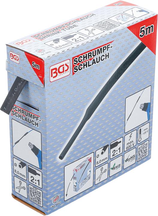 Image du produit BGS Boîte de gaines thermorétractables noires Ø 8 mm 5 m (1 x)